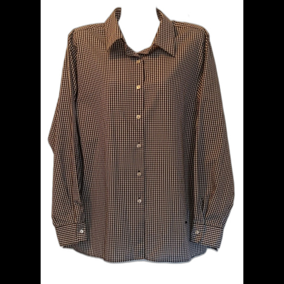 Orvis Women's Black/White Checkered Button-Up Shirt w/Side Slits/Logo, 14 - Picture 1 of 7
